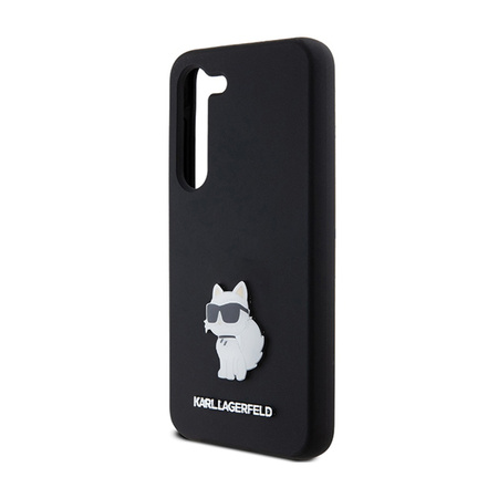 Karl Lagerfeld Silicone Choupette Metal Pin - Etui Samsung Galaxy S24 (czarny) (KLHCS24SSMHCNPK)