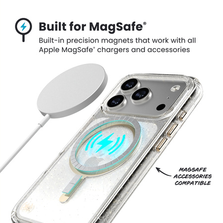 Speck Presidio Lux MagSafe - Etui iPhone 17 Pro (Glitter / Gold Metallic) (150978-9221)