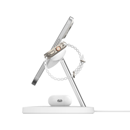 Belkin Stacja do ładowania bezprzewodowego na iPhone, Apple Watch, AirPods, Qi2 15W, biała (WIZ032KQWH)