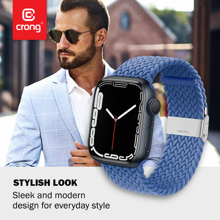Crong Wave Band – Pleciony pasek do Apple Watch 44/45/46/49 mm (niebieski) (CRG-44WAV-BLU)