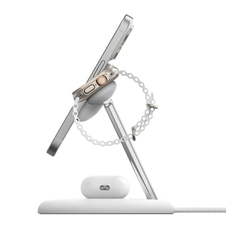 Belkin Bezprzewodowa podstawka ładująca Boost Charge Pro 3w1 Qi2 15W biała regulowana (WIZ023vfWH)