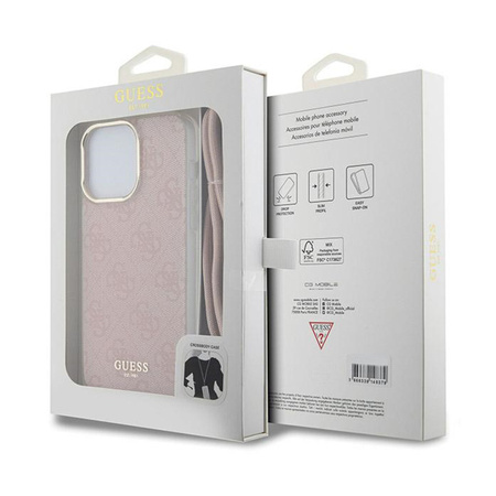 Guess Crossbody Cord 4G Print - Etui iPhone 15 Pro Max (różowy) (GUHCP15XHC4SEP)