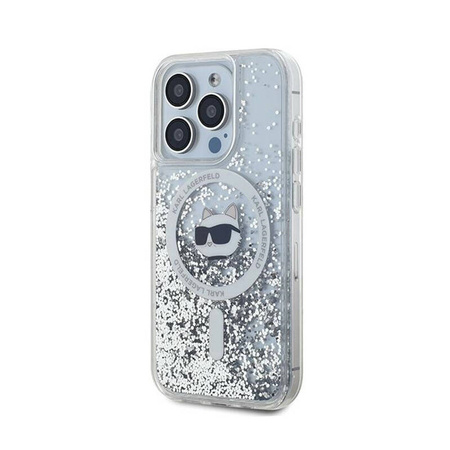 Karl Lagerfeld Liquid Glitter Choupette Head MagSafe - Etui iPhone 13 Pro (przezroczysty) (KLHMP13LLGCHSGH)