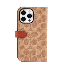 Coach Folio Signature C Case - Etui 2w1 z klapką iPhone 15 Pro Max (Tan) (CH052722)