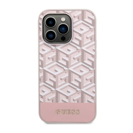 Guess GCube Stripes MagSafe - Etui iPhone 14 Pro Max (Różowy) (GUHMP14XHGCFSEP)