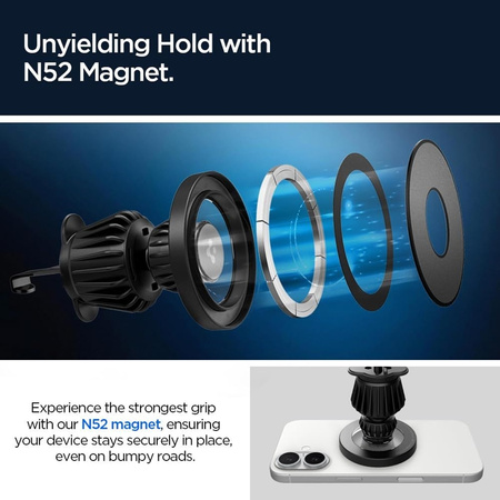 Spigen MFT13 Magnetic Dashboard & Vent Car Mount - Magnetyczny uchwyt samochodowy MagSafe (Srebrny) (ACP08314)