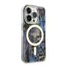 Guess Leopard MagSafe - Etui iPhone 14 Pro Max (Niebieski) (GUHMP14XHLEOPWB)