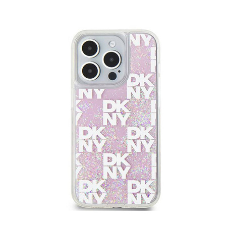 DKNY Liquid Glitter Multilogo - Etui iPhone 15 Pro (różowy) (DKHCP15LLCPEPP)