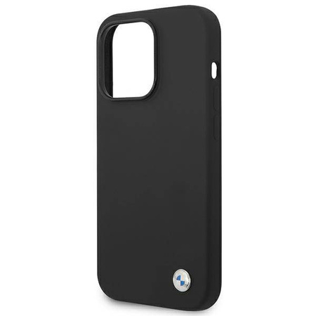 BMW Liquid Silicone Case Metal Logo – Etui iPhone 14 Pro Max (Czarny) (BMHCP14XSILBK)