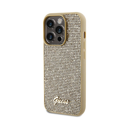 Guess Disco Metal Script - Etui iPhone 14 Pro (złoty) (GUHCP14LPMSDGSD)