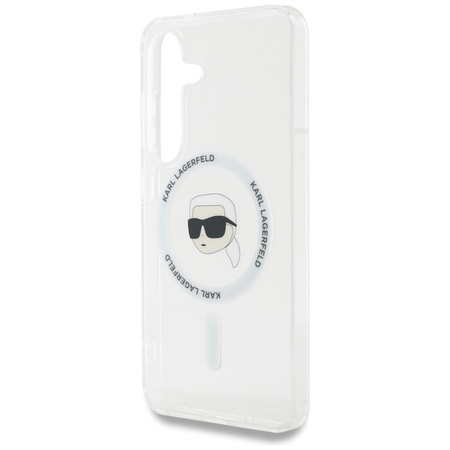 Karl Lagerfeld Button Karl Head Printed Logo MagSafe - Etui Samsung Galaxy S25 (biały) (KLHMS25SHLSKIH)