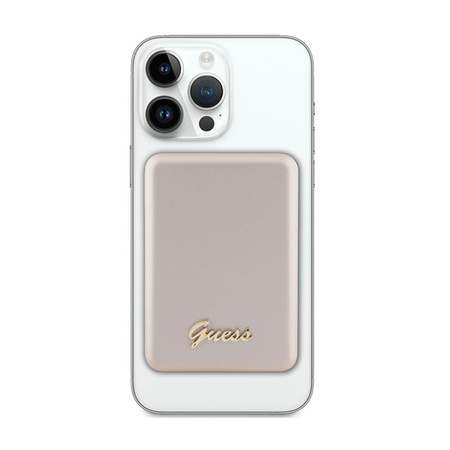 Guess Metal Script Logo MagSafe - Power Bank indukcyjny 3000 mAh 5W MagSafe (złoty) (GUPBM3ALGSGD)