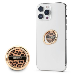 Guess Ring Stand Leopard - Magnetyczny uchwyt na palec do telefonu (Brown) (GURSHCLEOW)