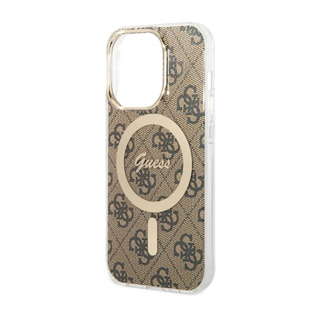 Guess 4G MagSafe - Etui iPhone 14 Pro (Brązowy) (GUHMP14LH4STW)
