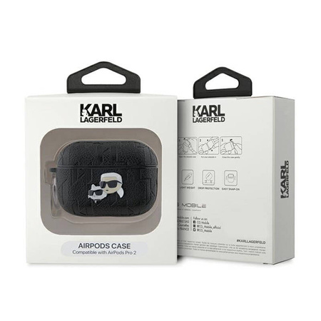 Karl Lagerfeld Monogram Karl & Choupette Head - Etui AirPods Pro 2 (czarny) (KLAP2PGKCPK)