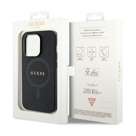 Guess Saffiano MagSafe - Etui iPhone 14 Pro Max (czarny) (GUHMP14XPSAHMCK)