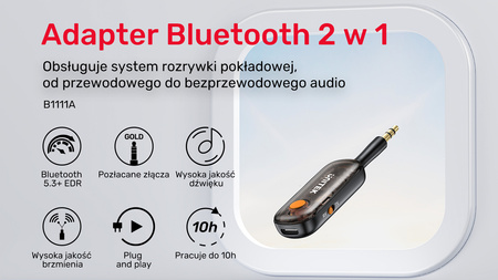 UNITEK 2w1 Adapter Bluetooth 5.3 nadajnik/odbiornik audio zasięg 10m czarny (B1111A01)