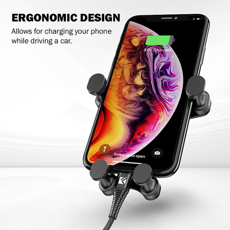 Crong Gravity Auto-Lock Car Holder – Uchwyt samochodowy grawitacyjny do telefonu 4,7”-6,5” (czarny) (CRG-CH5-BLK)
