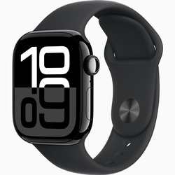 Apple Watch Series 10 GPS 42mm Koperta z aluminium w kolorze onyksu, pasek sportowy w kolorze czarnym - S/M (MWWE3ET/A)