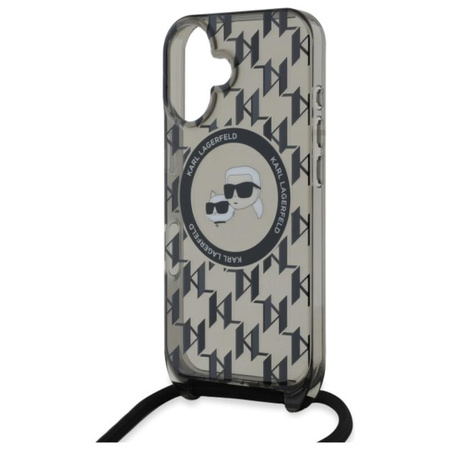 Karl Lagerfeld IML Crossbody Monogram Karl & Choupette Head MagSafe - Etui iPhone 16 (czarny) (KLHMP16SHCKCKLCK)