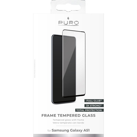PURO Frame Tempered Glass - Szkło ochronne hartowane na ekran Samsung Galaxy A51 (czarna ramka) (SDGFRA51SGBLK)