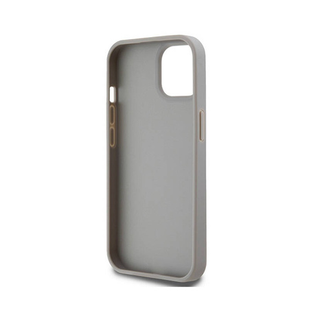 DKNY Leather Mono Stripe & Metal Logo - Etui iPhone 15 / 14 / 13 (beżowy) (DKHCP15SPRTHSLE)