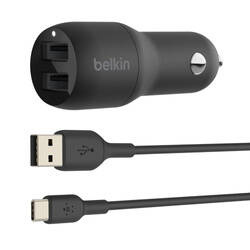 Belkin Ładowarka samochodowa Dual USB-A 1m 24W czarna (CCE001bt1MBK)