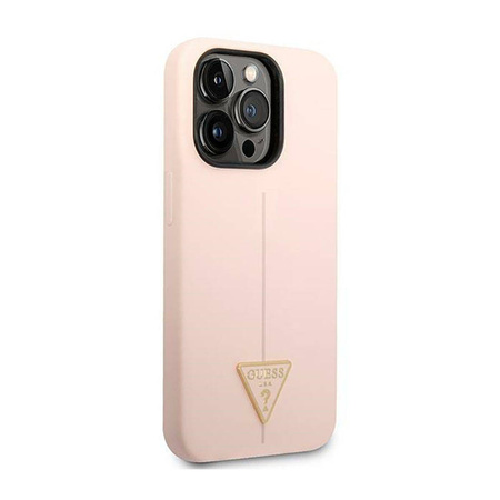 Guess Silicone Triangle Logo - Etui iPhone 14 Pro (różowy) (GUHCP14LSLTGP)