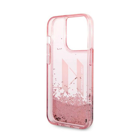Karl Lagerfeld Liquid Glitter Big Logo Case - Etui iPhone 14 Pro (różowy) (KLHCP14LLBKLCP)