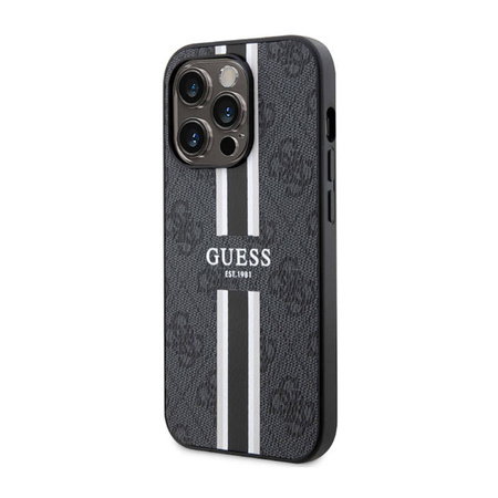 Guess 4G Printed Stripes MagSafe - Etui iPhone 14 Pro Max (Czarny) (GUHMP14XP4RPSK)