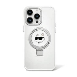 Karl Lagerfeld Ring Stand Choupette Head MagSafe - Etui iPhone 15 Plus (biały) (KLHMP15MHMRSCHH)