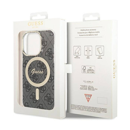 Guess 4G MagSafe - Etui iPhone 15 Pro (czarny) (GUHMP15LH4STK)