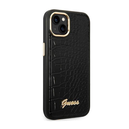 Guess Croco Collection – Etui iPhone 14 Plus (czarny) (GUHCP14MHGCRHK)