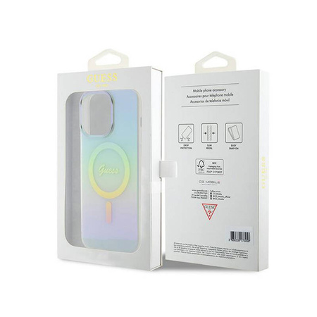 Guess IML Iridescent MagSafe - Etui iPhone 15 Pro Max (turkusowy) (GUHMP15XHITSQ)
