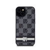 DKNY Leather Checkered Mono Pattern & Printed Stripes - Etui iPhone 15 Plus / 14 Plus (czarny) (DKHCP15MPCPTSSK)