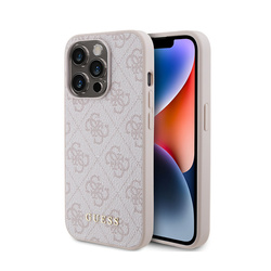 Guess 4G Metal Gold Logo - Etui iPhone 15 Pro (różowy) (GUHCP15LG4GFPI)