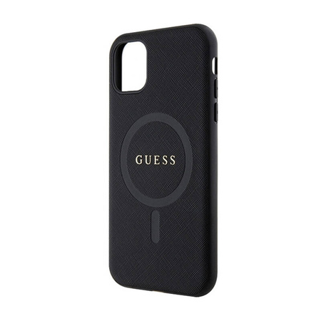 Guess Saffiano MagSafe - Etui iPhone 11 (czarny) (GUHMN61PSAHMCK)
