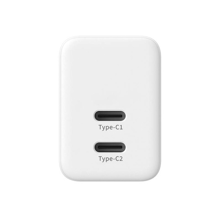 Crong Ultra Compact GaN - Ładowarka sieciowa 2x USB-C 35W PD 3.0 z PPS (biały) (CRG-GNCC35-WHI)