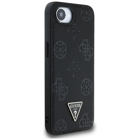Guess Grained Hot Stamp Peony Triangle Logo MagSafe - Etui do iPhone 16e (czarny) (GUHMPSE4PGBTMK)
