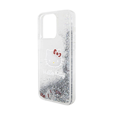 Hello Kitty Liquid Glitter Charms Kitty Head - Etui iPhone 15 Pro Max (srebrny) (HKHCP15XLIKHET)