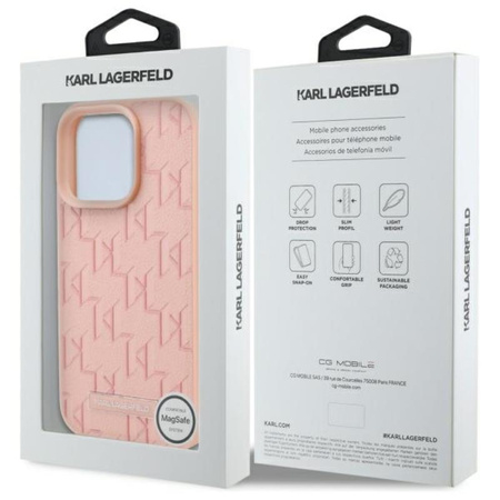 Karl Lagerfeld Hot Stamp MagSafe - Etui iPhone 16 Pro Max (różowy) (KLHMP16XPKHPORPP)