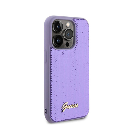 Guess Sequin Script Metal - Etui iPhone 15 Pro (fioletowy) (GUHCP15LPSFDGSU)