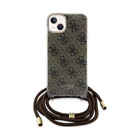 Guess Crossbody Cord 4G Print - Etui iPhone 15 (brązowy) (GUHCP15SHC4SEW)