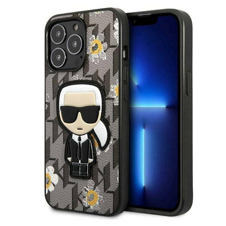 Karl Lagerfeld Iconic Karl Flower - Etui iPhone 13 Pro (szary) (KLHCP13LPMNFIK1)