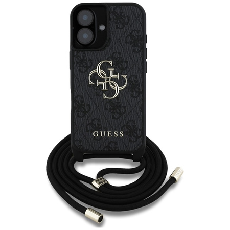 Guess 4G Big Logo Cord Strap Crossbody - Etui do iPhone 16 Plus (czarny) (GUHCP16MP4GMGCRK)