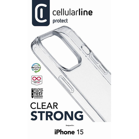 Cellularline Clear Strong - Etui iPhone 15 z ochroną antybakteryjną (przezroczysty) (CLEARDUOIPH15T)