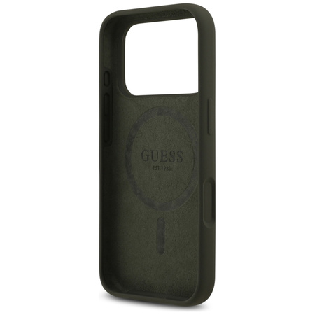 Guess Silicone Triangle Logo MagSafe - Etui iPhone 17 Pro (khaki) (GUHMP17LSCTRLMA)