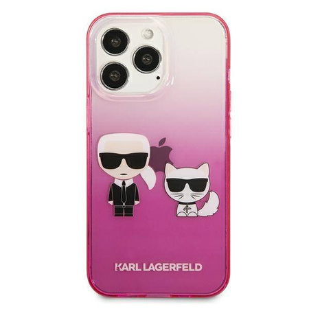 Karl Lagerfeld Gradient Ikonik Karl & Choupette - Etui iPhone 13 Pro (różowy) (KLHCP13LTGKCP)