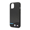 BMW Leather Carbon Blue Line  – Etui iPhone 14 Plus (Czarny) (BMHCP14M22NBCK)