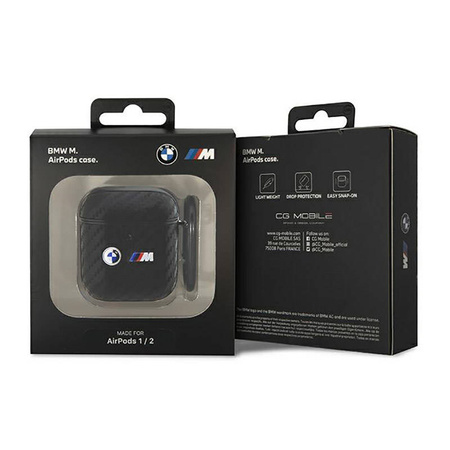 BMW Carbon Double Metal Logo - Etui AirPods 1/2 gen (Czarny) (BMA2WMPUCA2)